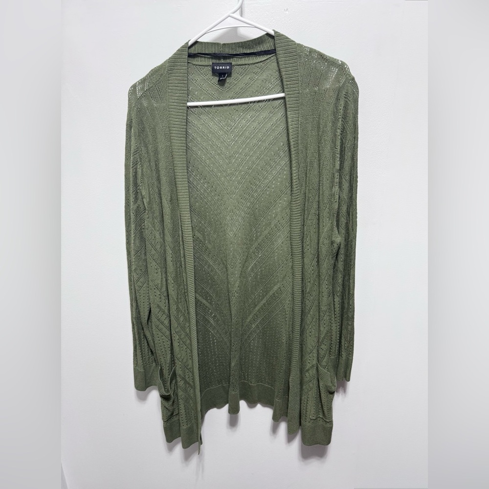 Torrid Olive Open-Front Cardigan